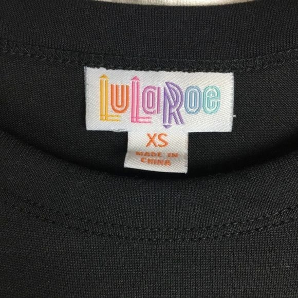 Lularoe Randy Black XS Pullover 3/4 Length Sleeve Geometric Accent Raglan Style - Picture 3 of 4